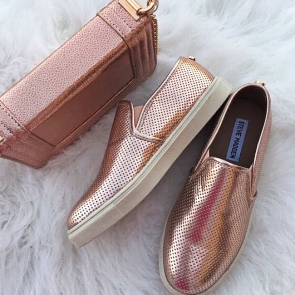 Rose Gold Steve Madden Slip Ons
